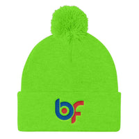 Brick Forces Logo Embroidery Pom Pom Knit Cap - Neon Green - Printful Clothing