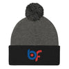 Brick Forces Logo Embroidery Pom Pom Knit Cap - Dark Heather Grey/ Black - Printful Clothing