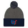 Brick Forces Logo Embroidery Pom Pom Knit Cap - Dark Heather Grey/ Navy - Printful Clothing