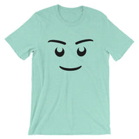 Brick Forces Minifig Happy Face Short-Sleeve Unisex T-Shirt - Heather Mint / S