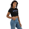 Dark Knight Jumping from Shadows Organic Crop Top - Printful Clothing