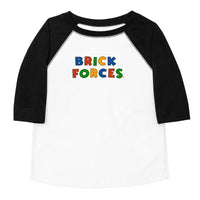 Brick Forces Toddler baseball shirt - White Solid/ Black / 2T