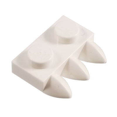 1x2 Plate with 3 Teeth White (1 each) - Bricks