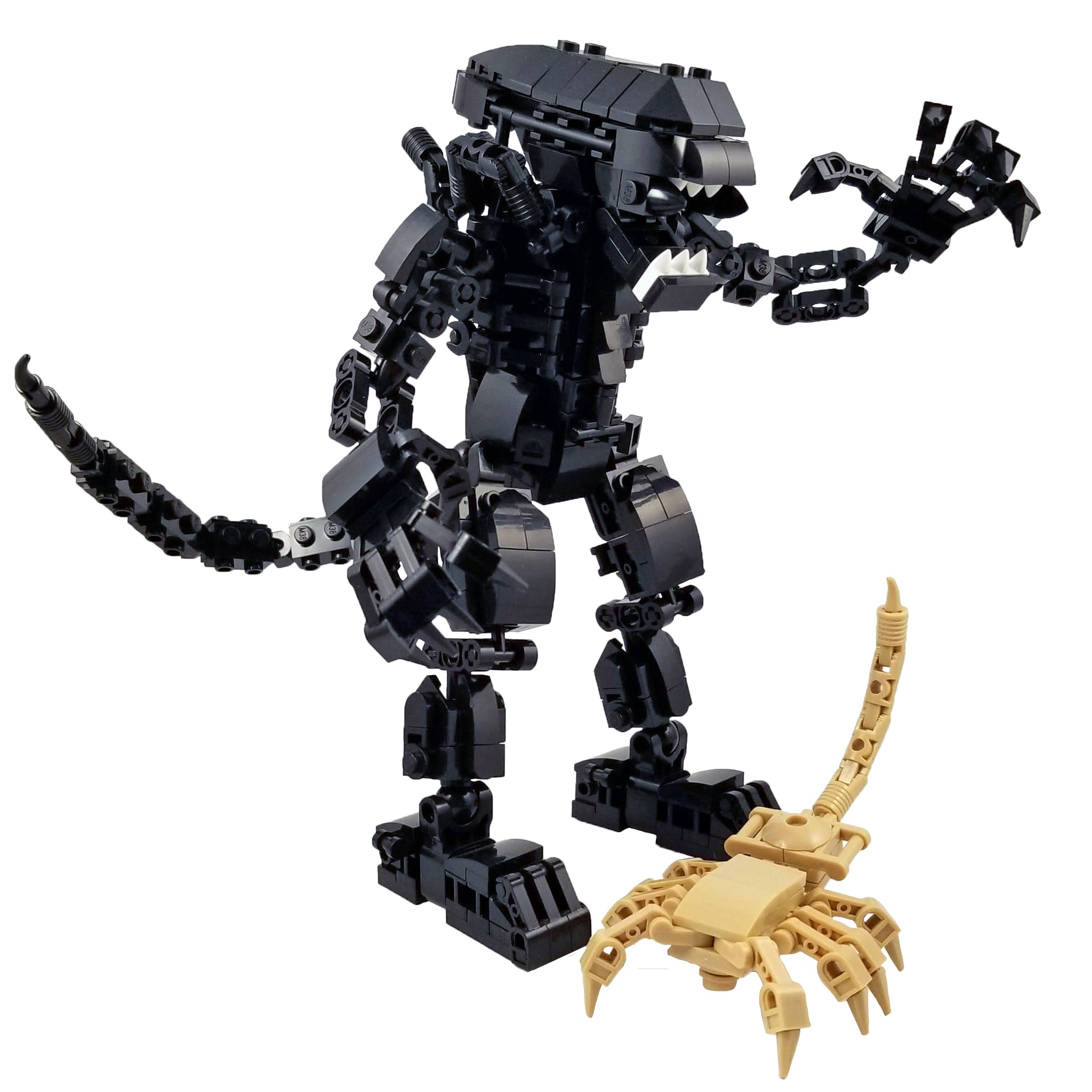 Brick Alien Warrior Figure with Face Hugger (442 Pieces) | Brick Forces