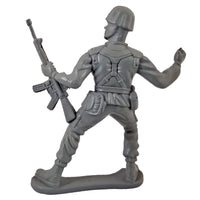 Large Army Soldier Throwing Grenade - Grey - Collectable