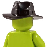Minifig Cowboy Fedora or Outback Hat BLACK - Headgear