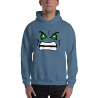Brick Forces Angry Face Unisex Hoodie - Indigo Blue / S - Printful Clothing