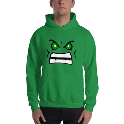 Brick Forces Angry Face Unisex Hoodie - Irish Green / S - Printful Clothing