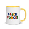 Brick Forces Clown Face Grin Mug with Color Inside - Yellow - Printful Clothing