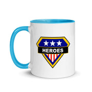 Brick Forces Heroes Mug with Color Inside - Blue - Printful Clothing