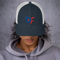 Brick Forces Logo Embroidered Trucker Cap - Navy/ White - Printful Clothing