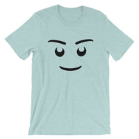 Brick Forces Minifig Happy Face Short-Sleeve Unisex T-Shirt - Heather Prism Ice Blue / XS