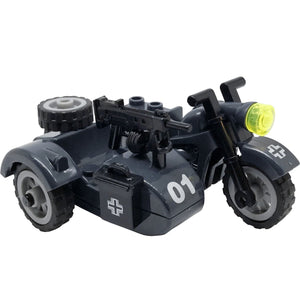 Minifig World War II German Motorcycle with Sidecar - Motorcycles