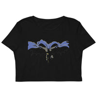 Dark Knight Jumping from Shadows Organic Crop Top - Printful Clothing