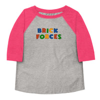 Brick Forces Toddler baseball shirt - Vintage Heather/ Vintage Hot Pink / 5/6