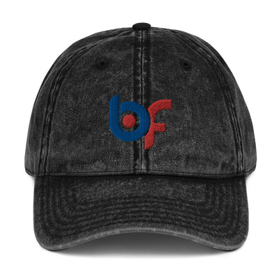 Brick Forces Logo Vintage Cotton Twill Cap - Black - Printful Clothing